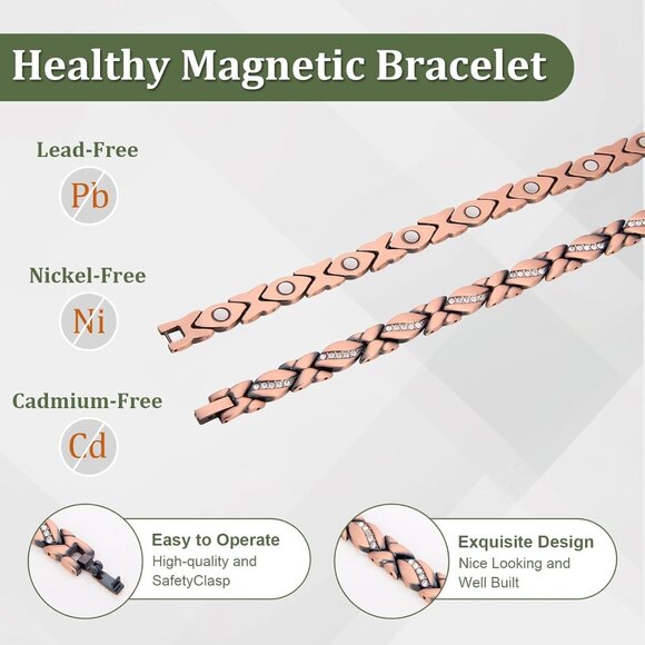 Elegant 99.99% Copper Magnetic Bracelet & Ring Set - Adjustable, Hypoallergenic - Picture 6 of 7